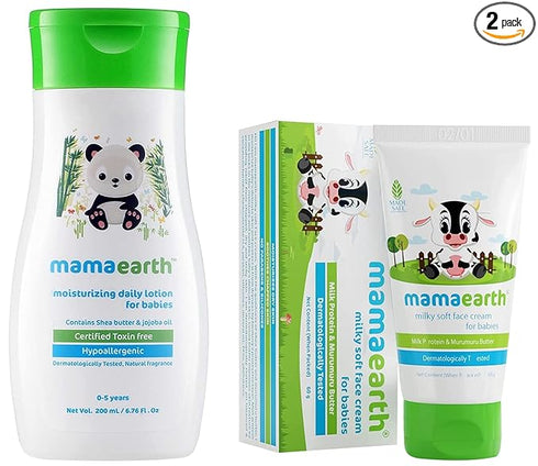 Mamaearth Daily Moisturizing Lotion & Milky Soft Natural Baby Face Cream